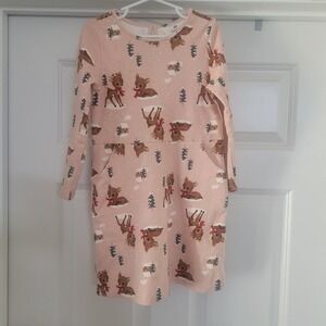 Toddler Girl's H&M 5T/6 Holiday Dress Reindeer Light Pink